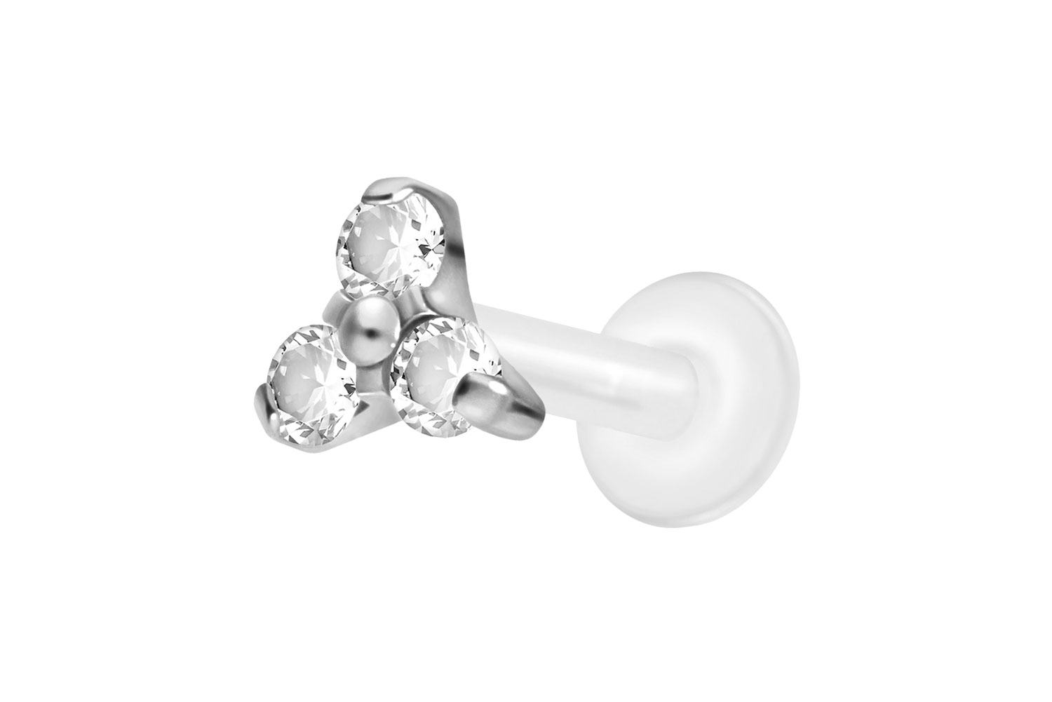 PTFE Labret Piercing mit Innengewinde + Titan-Aufsatz KRISTALLBLUME